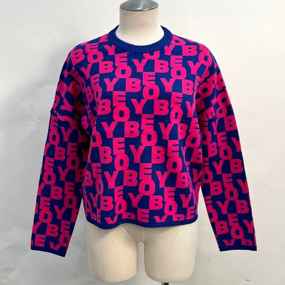 Obey Sweaters - Obey Sweater "Stacked" Cobalt Blue/Hot Pink